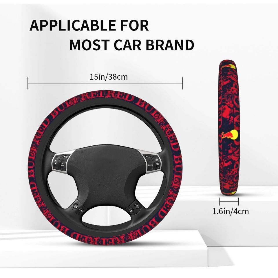 Red Bulls Car Steering Wheel Cover