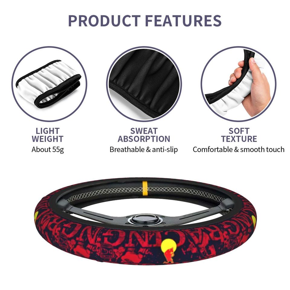 Red Bulls Car Steering Wheel Cover