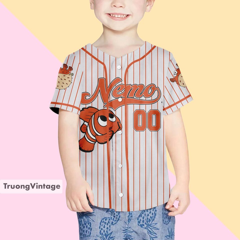 Personalized Disney Finding Nemo Baseball Jersey, Custom Disney Baseball Jersey, Finding Nemo Jersey Team