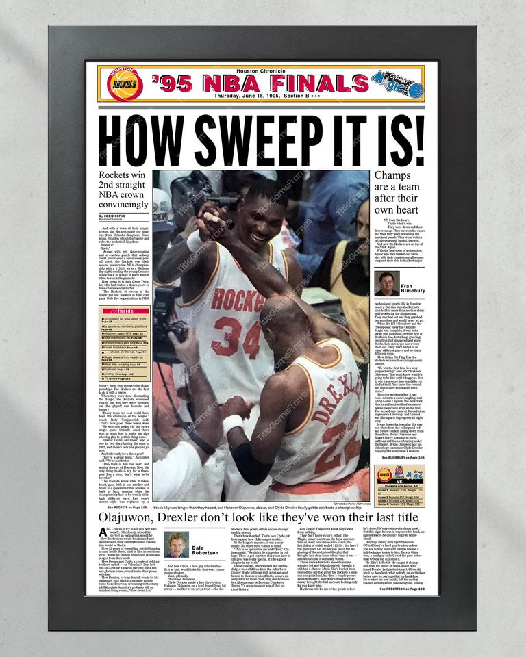 1995 Houston Rockets 'How Sweep Is It' NBA Champions UNFRAMED Poster