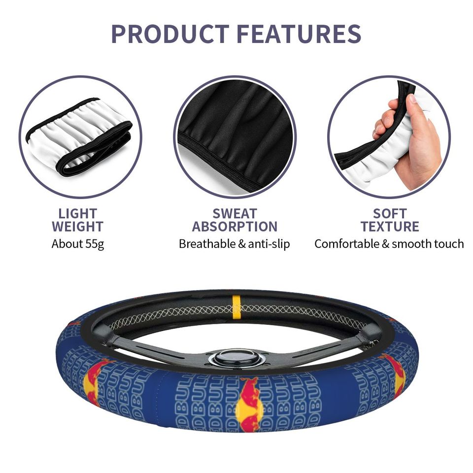 Car Steering Wheel Cover Red Bulls