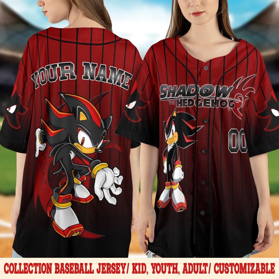 Personalize Sonic Shadow The Hedgehog Jersey, Custom Sonic Jersey, Funny Sonic Party Shirt, Sonic Birthday Gift