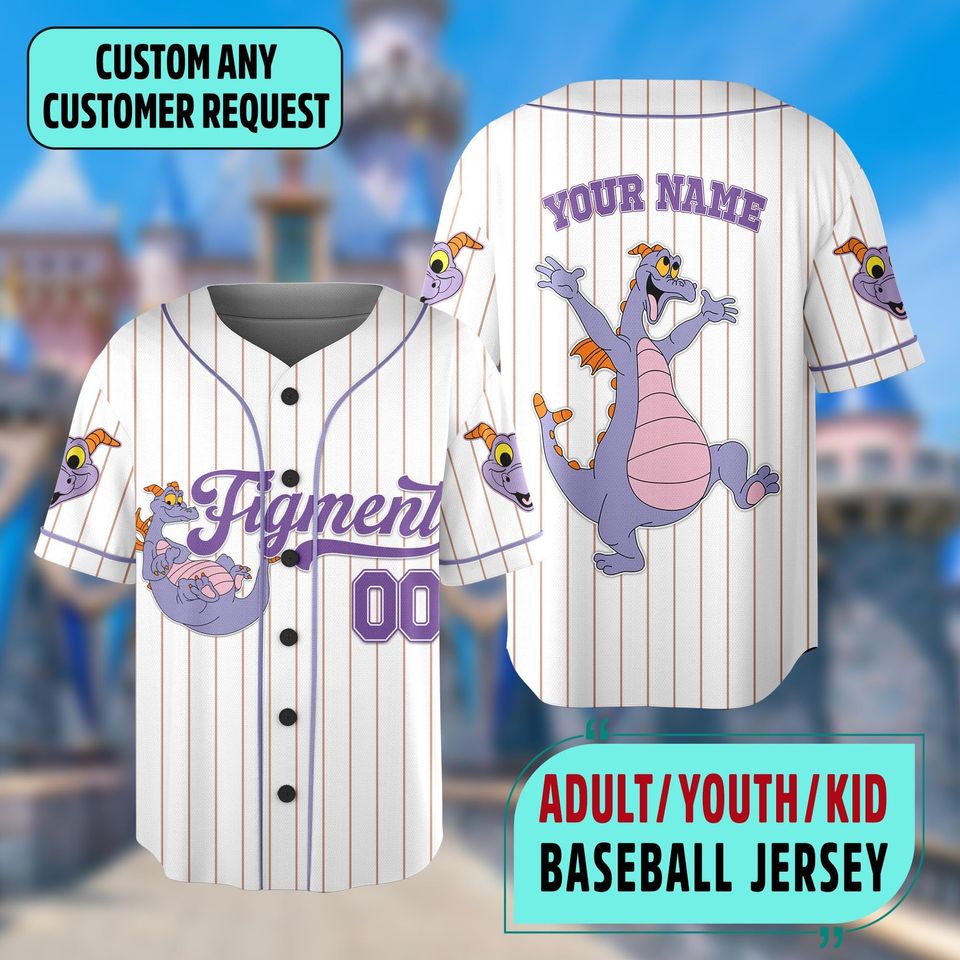 Personalized Disney Figment Little Spark Baseball Jersey, Custom Figment Baseball Team, Figment Magic Kingdom Basketball Jersey