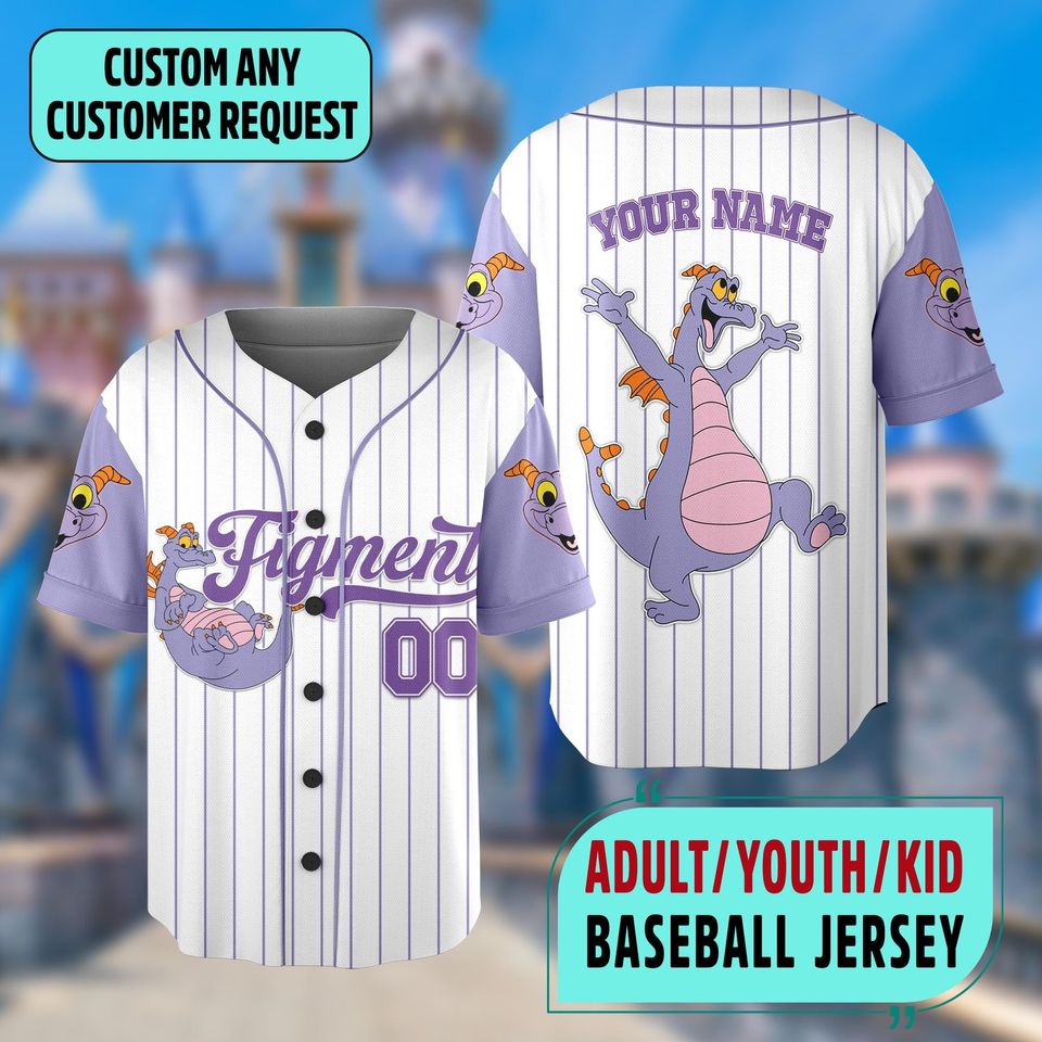 Personalized Disney Figment Little Spark Baseball Jersey, Custom Figment Baseball Team, Figment Magic Kingdom Basketball Jersey