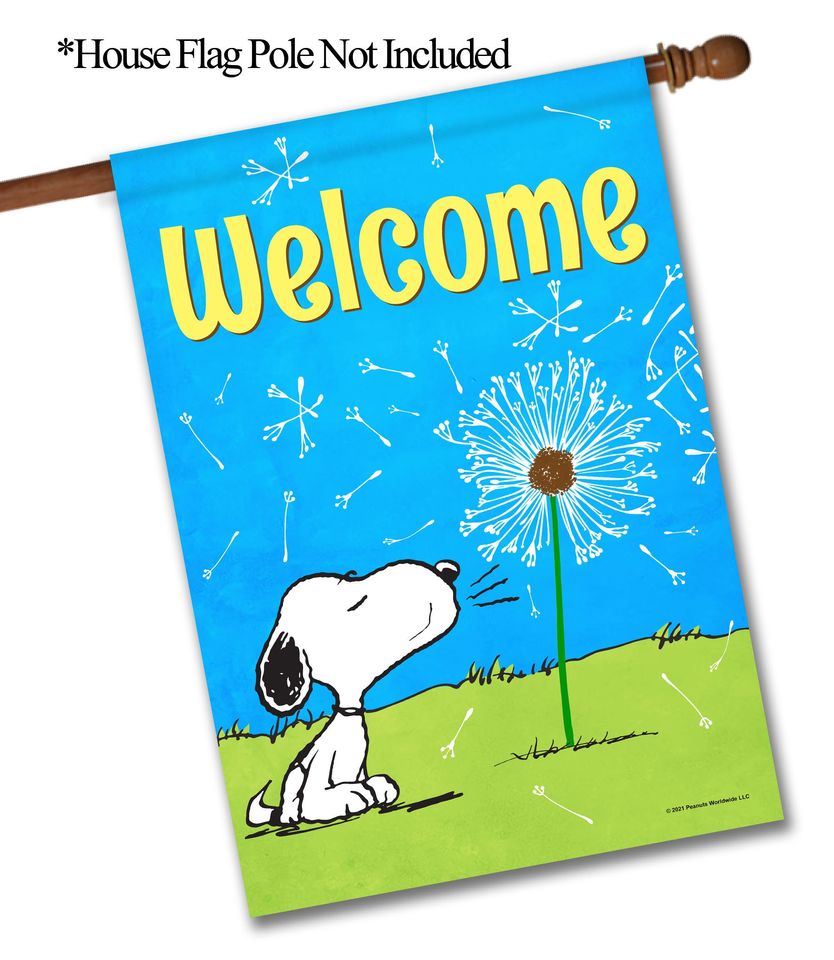 PEANUTS, PEANUTS Blowing Dandelions Garden Flag