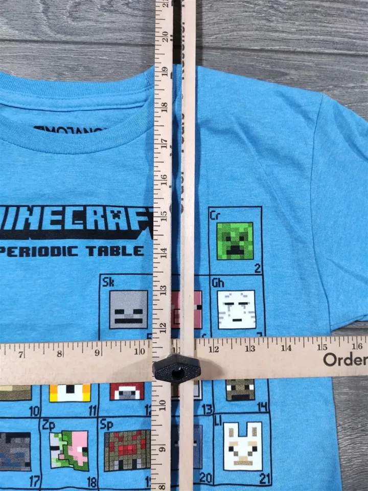 Minecraft Shirt Boys Medium 8 Periodic Table Enderman Blue Tee T-Shirt Gift