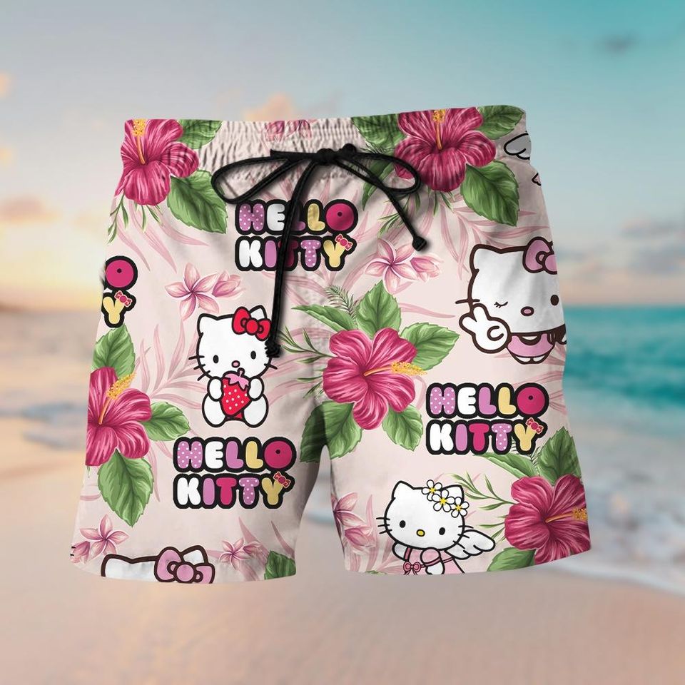 Hello Kitty Button Shirt, Unisex Shorts, Cute Kitty Cat Hawaiian Shirt, Hello Kitty Shirt, My Melody Shirt, Summer Beach Vacation Shirt