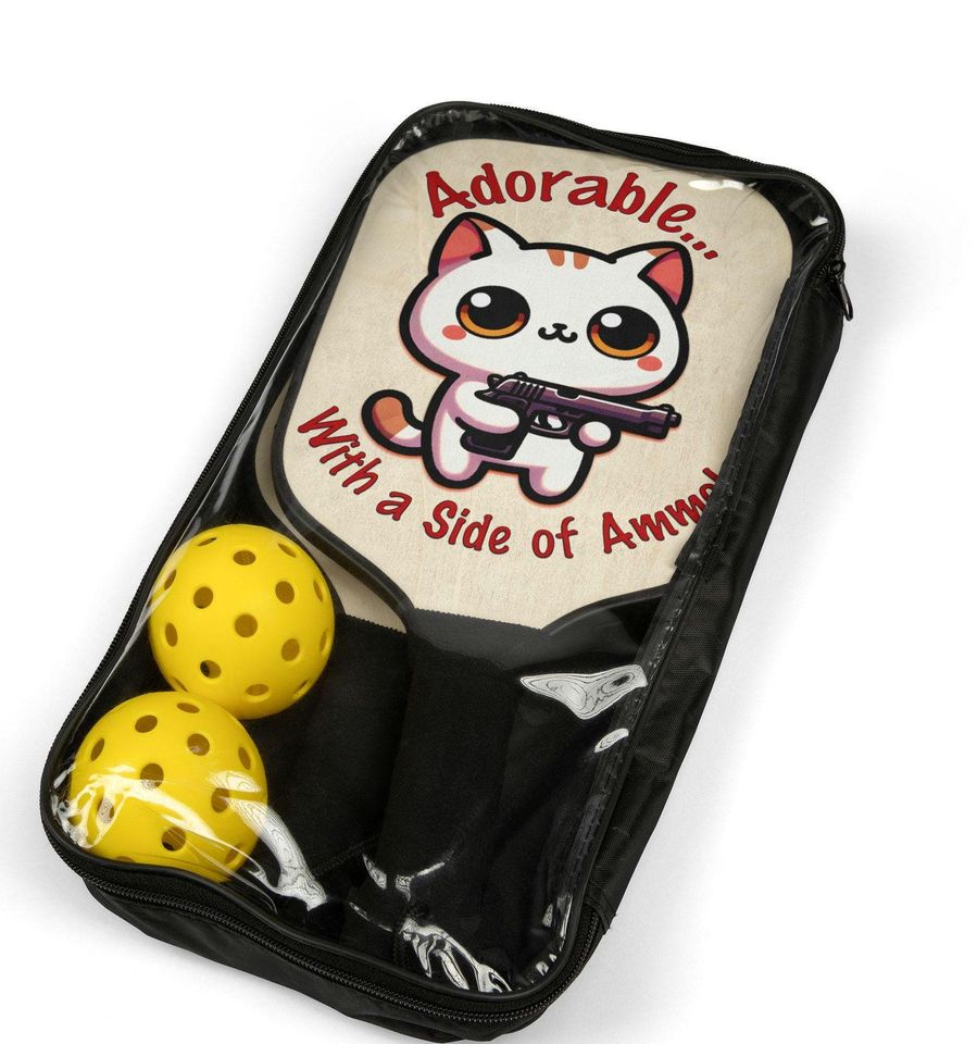Kawaii Cat with gun Pickleball Kit