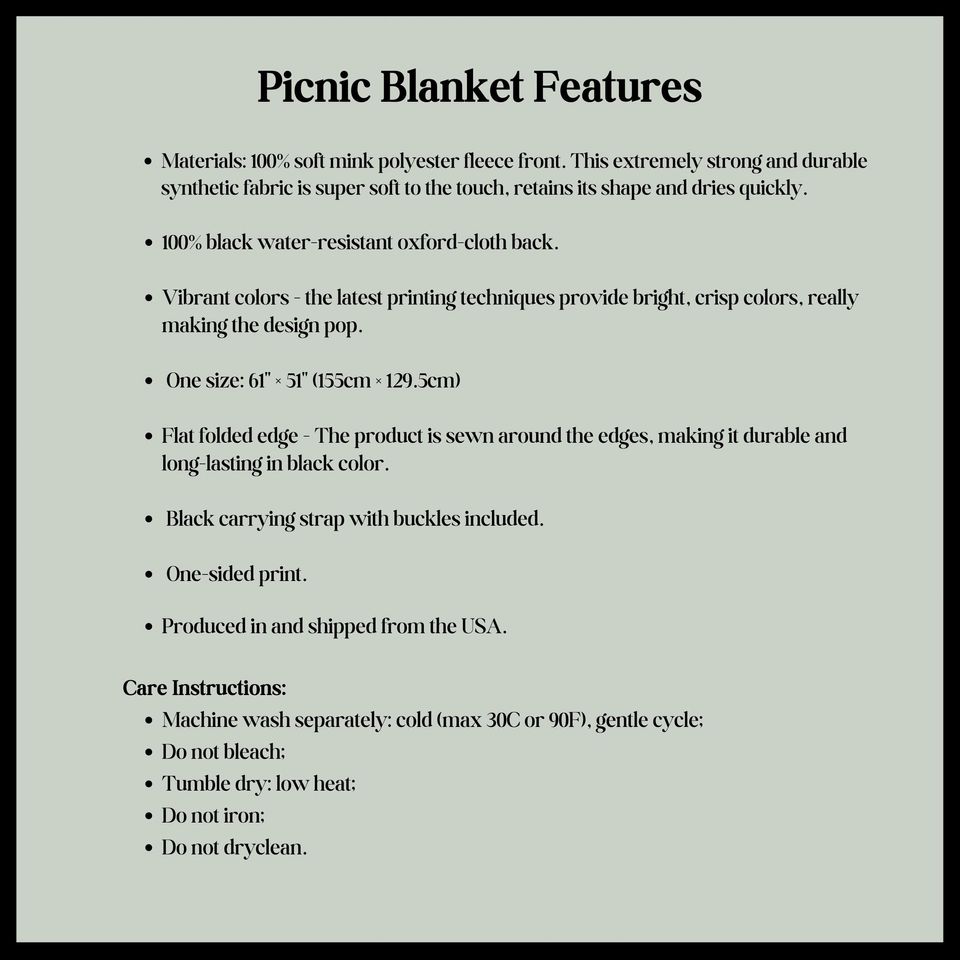 Wildflowers Picnic Blanket, Super Soft, Waterproof, Washable Beach Blanket, Outdoor Blanket, Camping Blanket, Carrying strap included/61x51