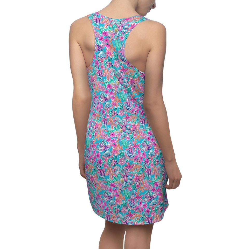 Bright Tropical Bloom - Goofy & Pluto - Women's Racerback Dress