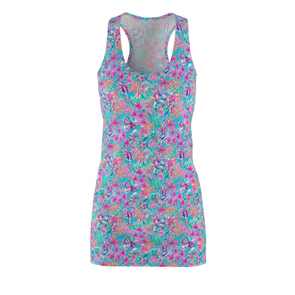 Bright Tropical Bloom - Goofy & Pluto - Women's Racerback Dress