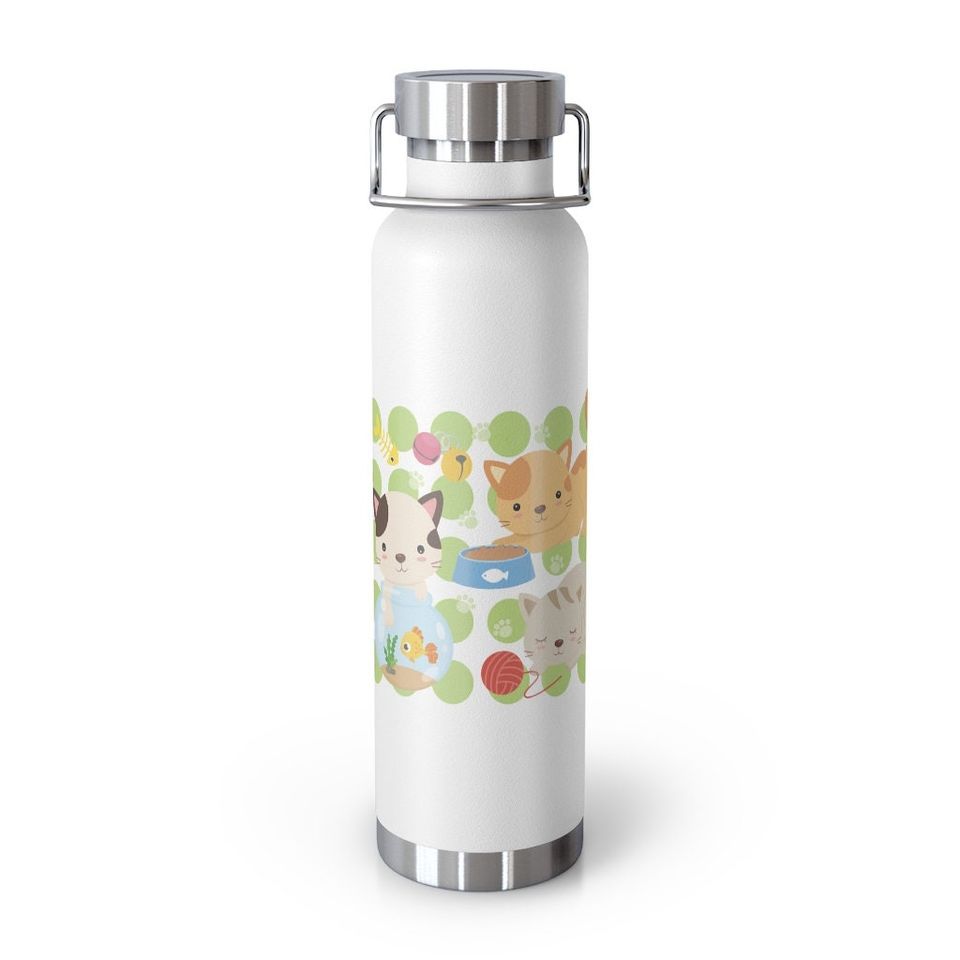 Cats and Kitten Copper Vacuum Insulated Bottle, 22oz