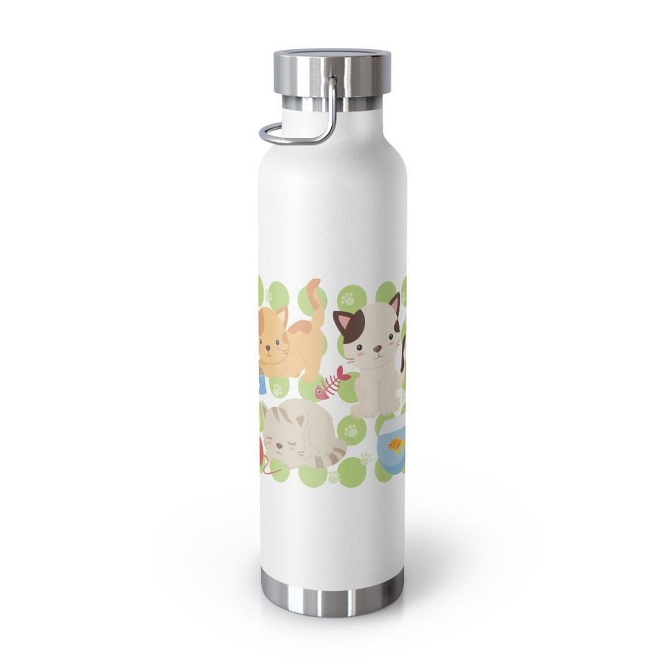 Cats and Kitten Copper Vacuum Insulated Bottle, 22oz