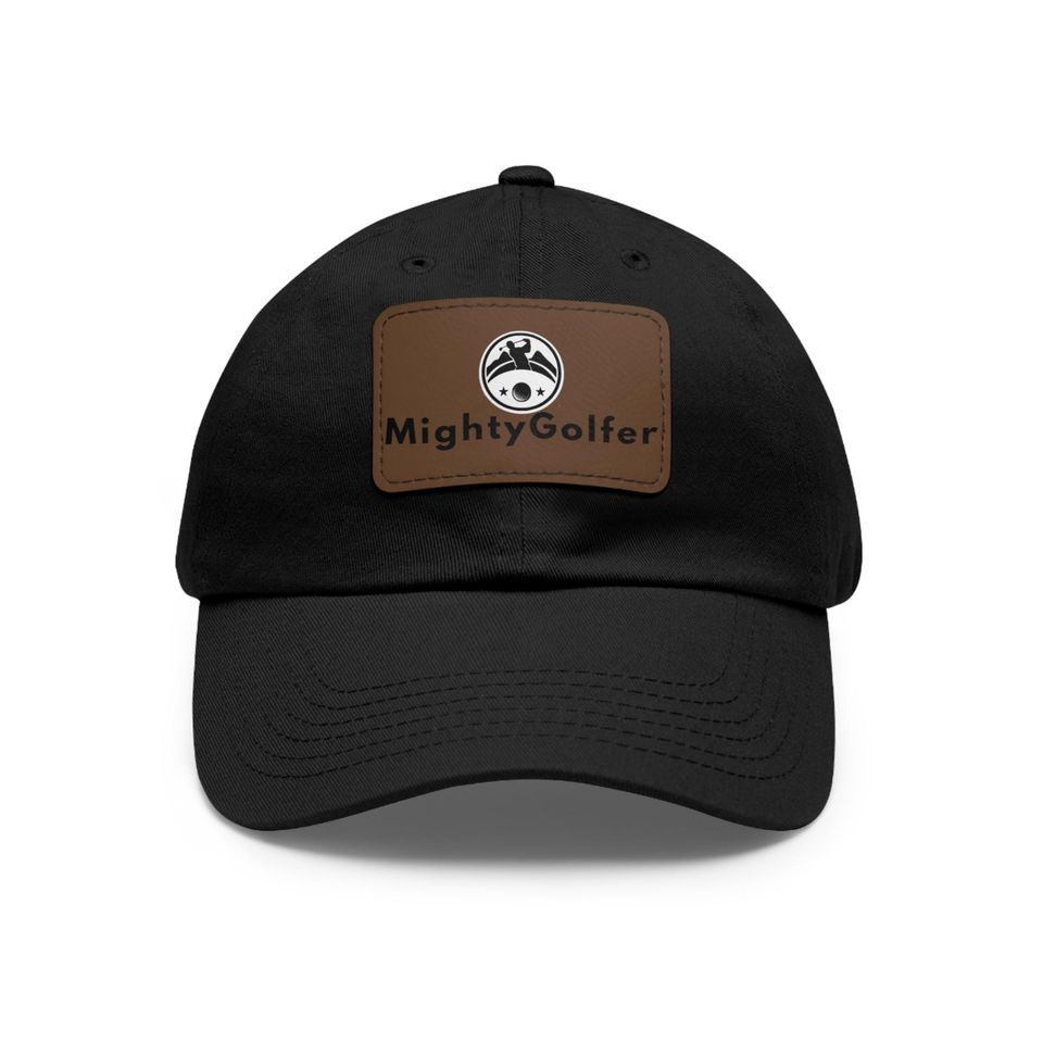 Mighty Golfer Dad Hat with Leather Patch - Dad Gift - Father's Day Gift