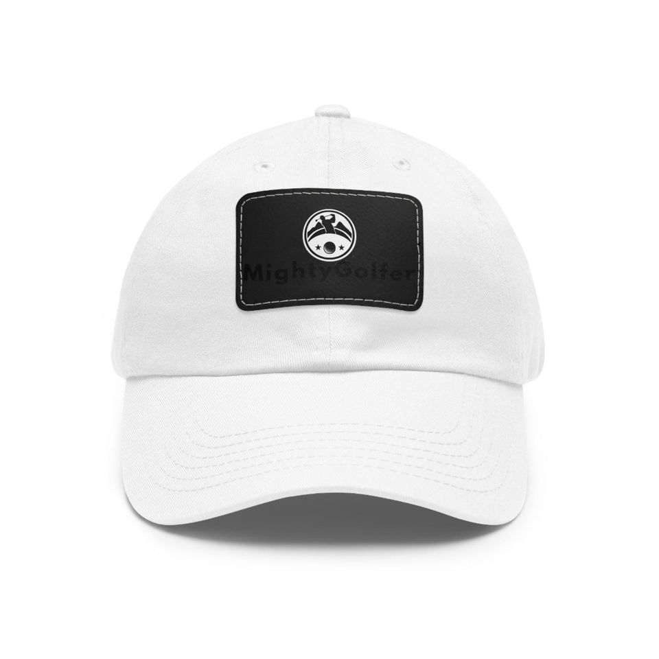 Mighty Golfer Dad Hat with Leather Patch - Dad Gift - Father's Day Gift