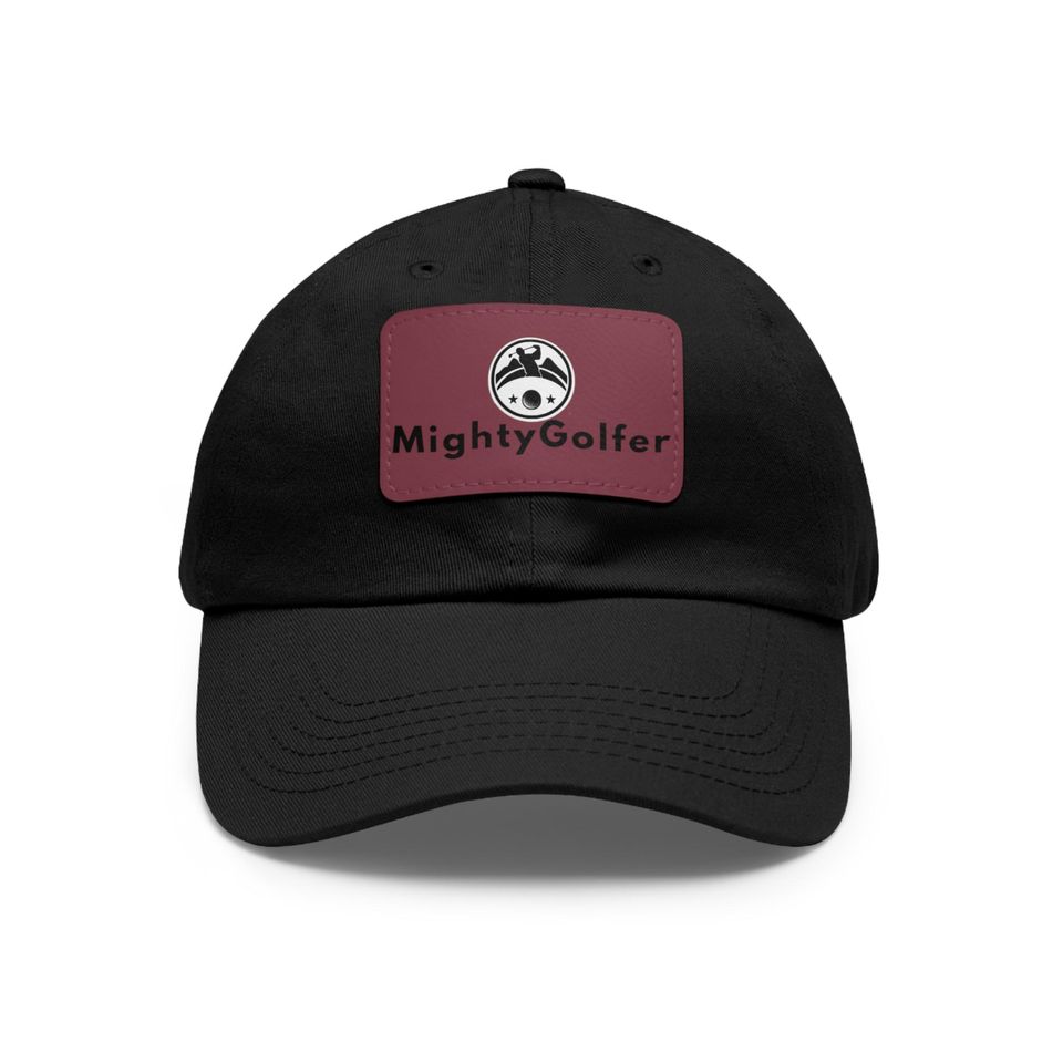 Mighty Golfer Dad Hat with Leather Patch - Dad Gift - Father's Day Gift