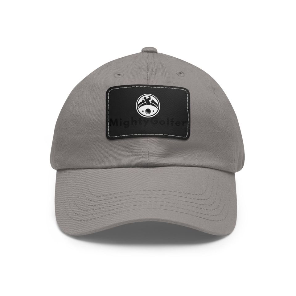 Mighty Golfer Dad Hat with Leather Patch - Dad Gift - Father's Day Gift