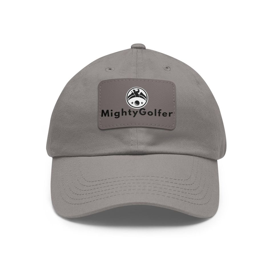 Mighty Golfer Dad Hat with Leather Patch - Dad Gift - Father's Day Gift