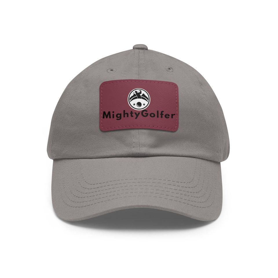 Mighty Golfer Dad Hat with Leather Patch - Dad Gift - Father's Day Gift