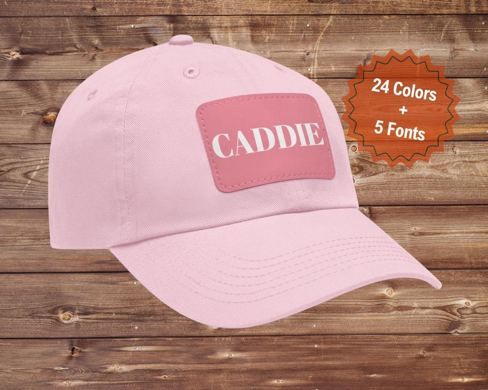 Caddie Cap, Dad Hat with Leather Patch - Dad Gift - Father's Day Gift
