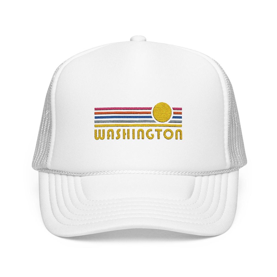 Washington Embroidered Foam Trucker Hat - Retro Sunset