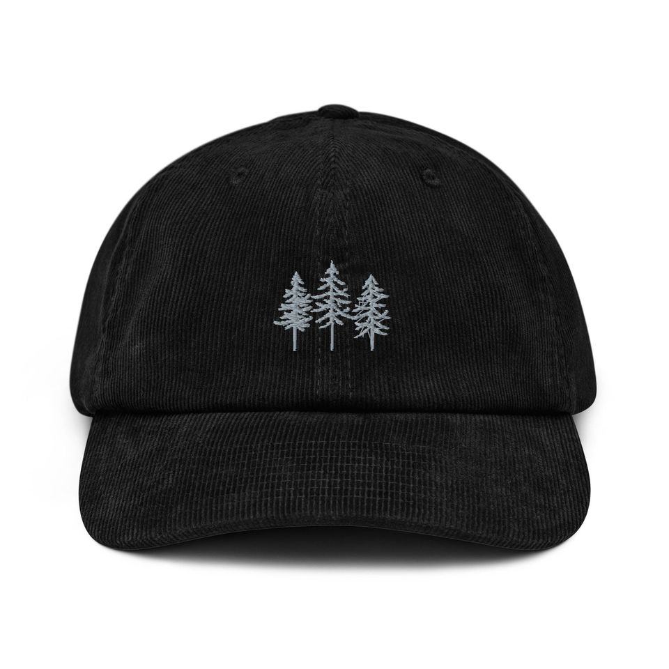 Pine Trees Embroidered Corduroy Hat in Multiple Colors