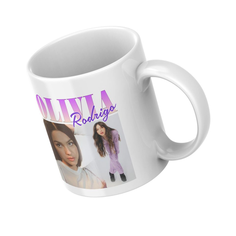 Olivia Rodrigo Collage Mug / 11oz Ceramic Handmade / Gift Coffee Cup