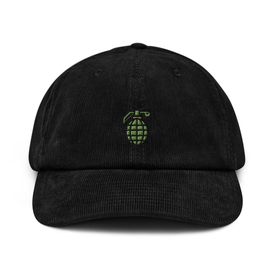Grenade Corduroy Hat, Embroidered Corduroy Dad Cap - Multiple Colors