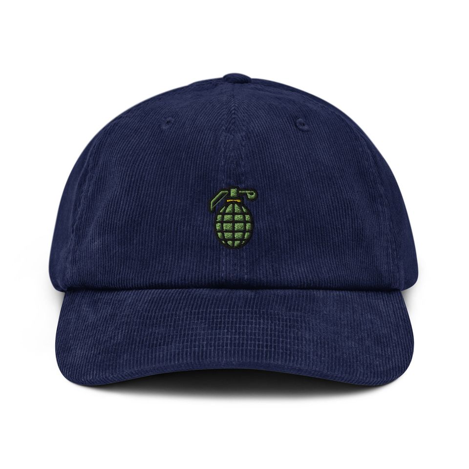 Grenade Corduroy Hat, Embroidered Corduroy Dad Cap - Multiple Colors