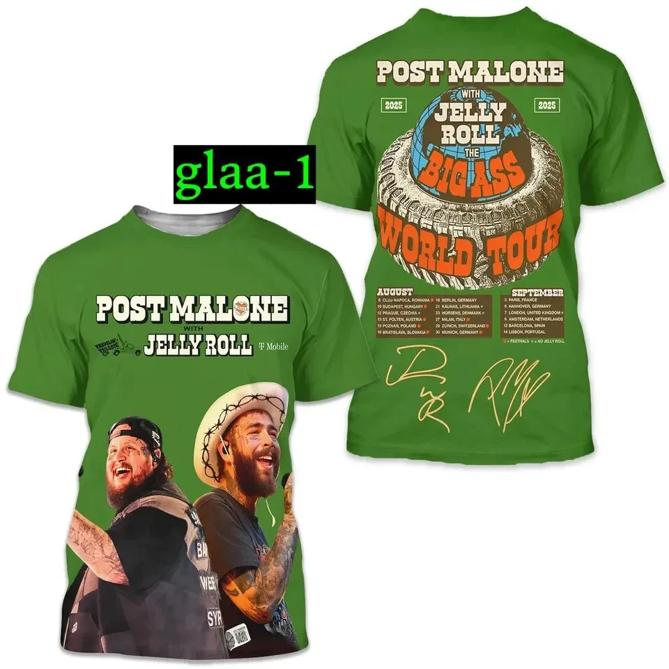 Post Malone Jelly Roll Tour 2025 3D T-Shirt - All Sizes Available