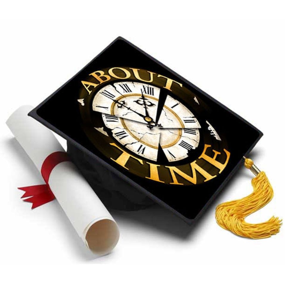 Grad Cap Topper About Time - Graduation Cap Decorations
