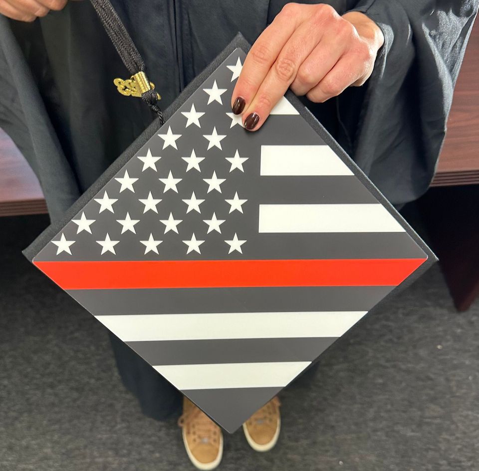 Thin Red Line Graduation Cap Topper