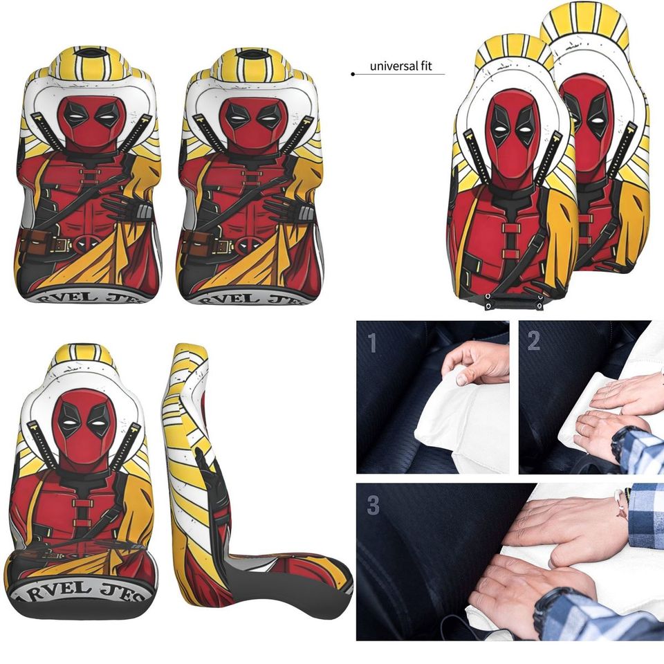 Funny Jesus Deadpool Car Seat Covers Front Seats