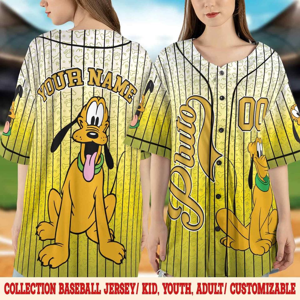 Pluto Baseball Jersey, Custom Pluto Dog Jersey, Disney Pluto Baseball Shirt, Pluto Dog Shirt, Pluto Lover Gift