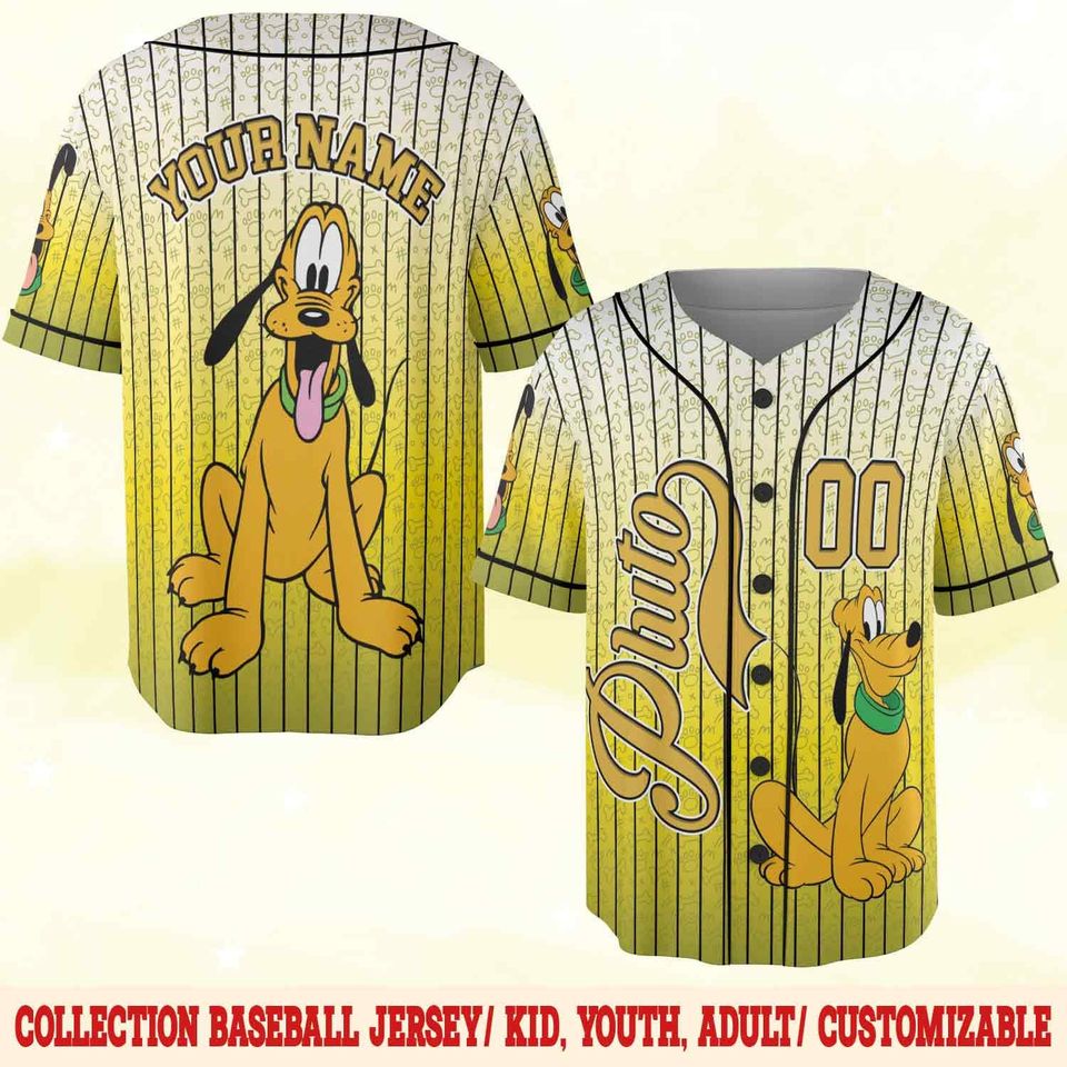 Pluto Baseball Jersey, Custom Pluto Dog Jersey, Disney Pluto Baseball Shirt, Pluto Dog Shirt, Pluto Lover Gift
