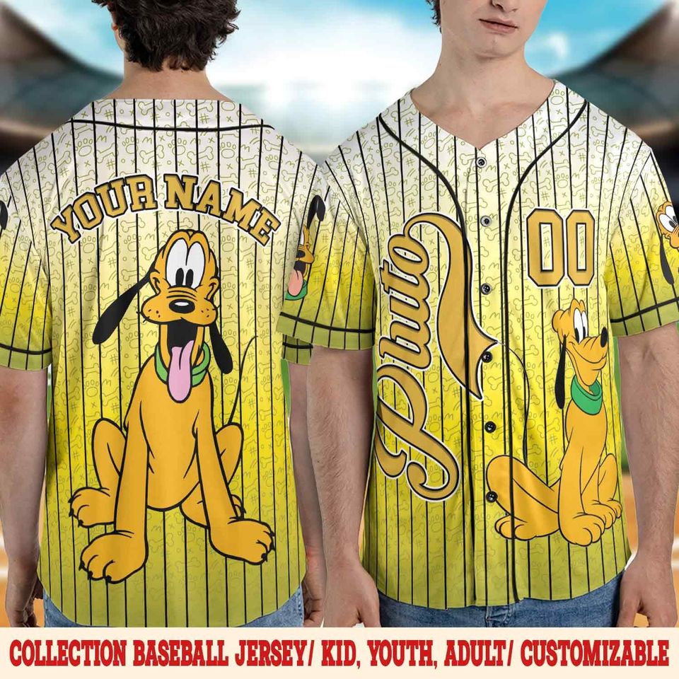 Pluto Baseball Jersey, Custom Pluto Dog Jersey, Disney Pluto Baseball Shirt, Pluto Dog Shirt, Pluto Lover Gift