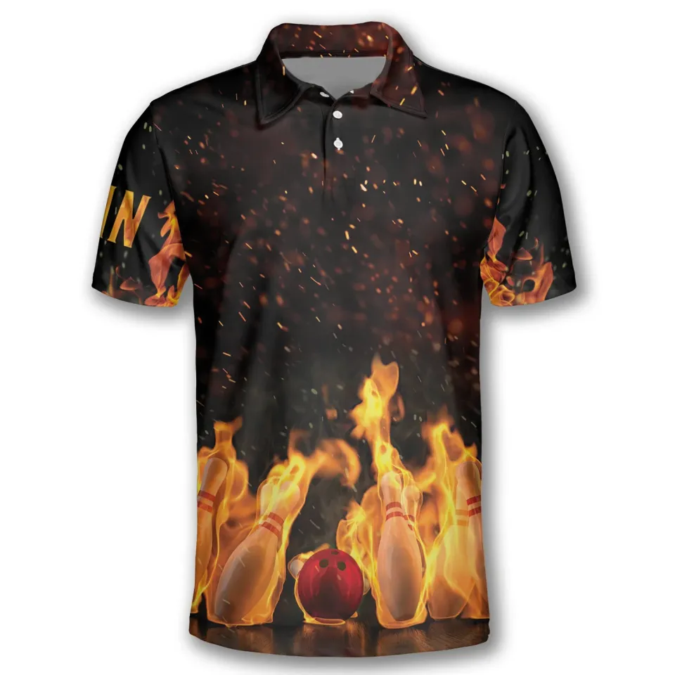 Customizable 8 Ball and Bowling Graphic Polo Shirts - Personalized Sportswear