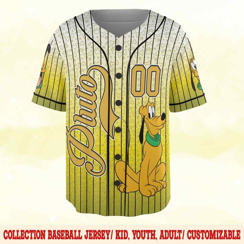Pluto Baseball Jersey, Custom Pluto Dog Jersey, Disney Pluto Baseball Shirt, Pluto Dog Shirt, Pluto Lover Gift