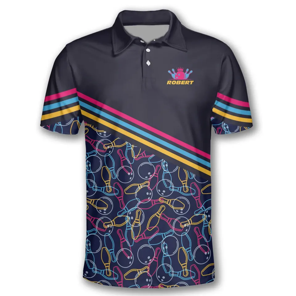 Customizable 8 Ball and Bowling Graphic Polo Shirts - Personalized Sportswear