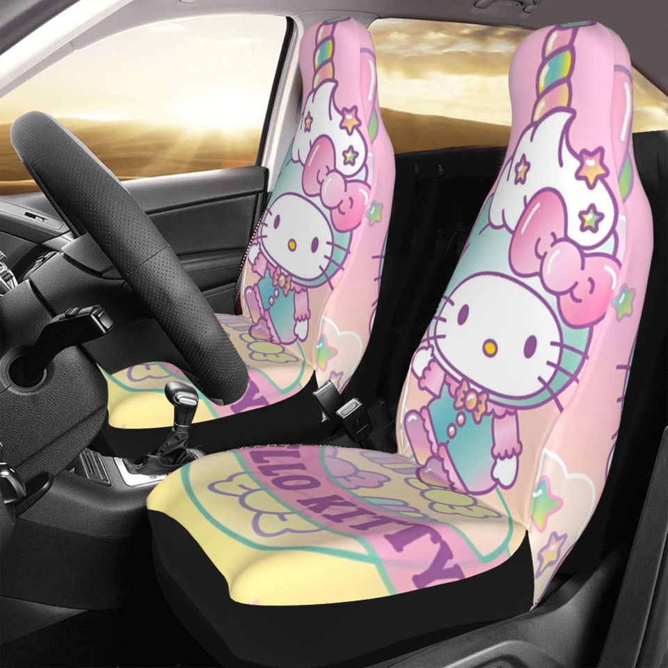 Cute Hello Kitty Cartoon Car Seat Covers for Front Seats - Set of 2