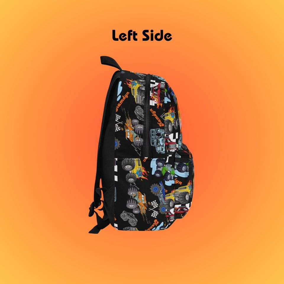 Personalized Monster Truck Backpack for Boys | Custom Truck Backpack | School Backpack | Customized Name Backpack for Kids | Boys Backpack