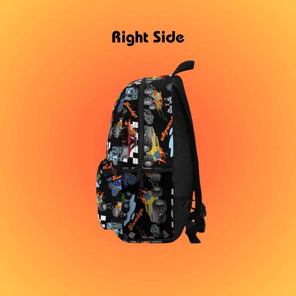 Personalized Monster Truck Backpack for Boys | Custom Truck Backpack | School Backpack | Customized Name Backpack for Kids | Boys Backpack