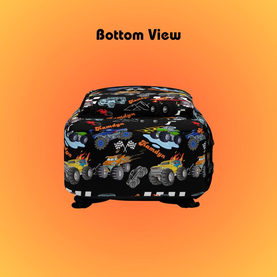 Personalized Monster Truck Backpack for Boys | Custom Truck Backpack | School Backpack | Customized Name Backpack for Kids | Boys Backpack