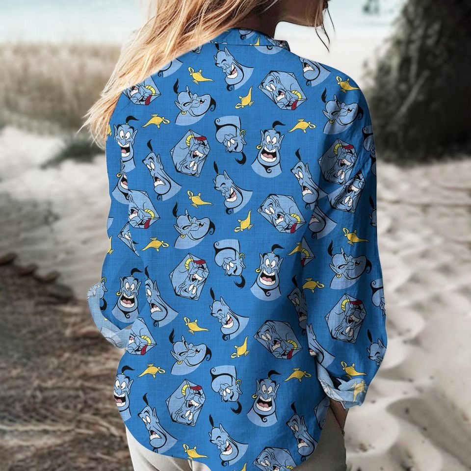 Aladdin Genie Button Blouse, Cartoon Summer Shirt