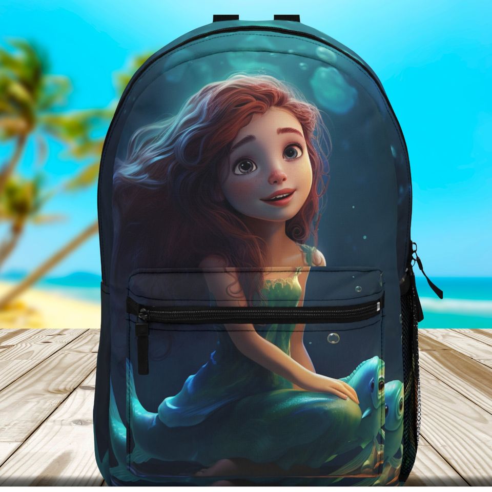 Personalized Mermaid Under the Sea Backpack, Custom Name Backpack for Kids, School Bookbag for Girls, Mermaid Backpack