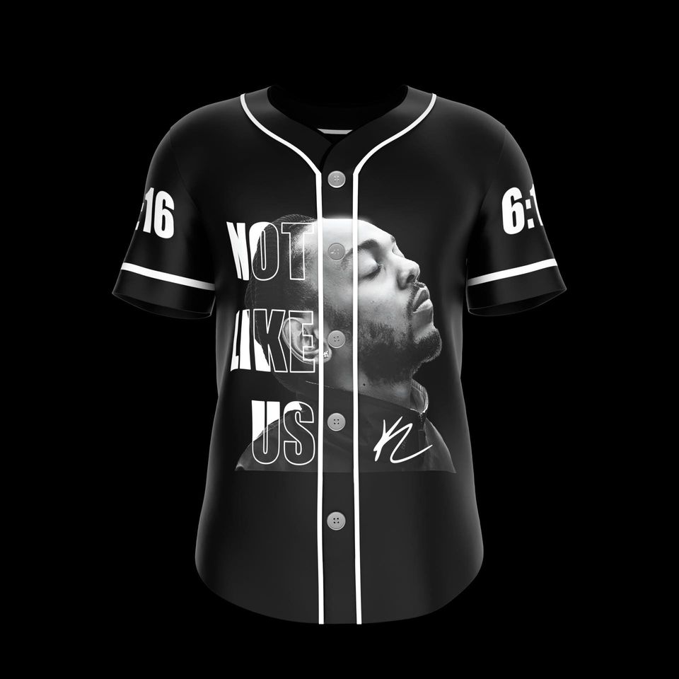 Kendrick Lamar Button-Up Baseball Jersey - Black Not Like Us