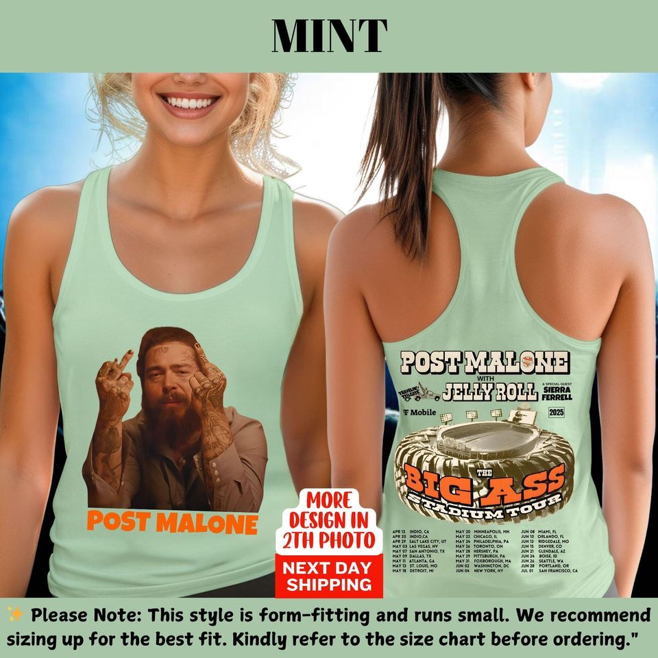 Vintage Post Malone Double Sided Tank Top - Kids & Tour Merch 2025