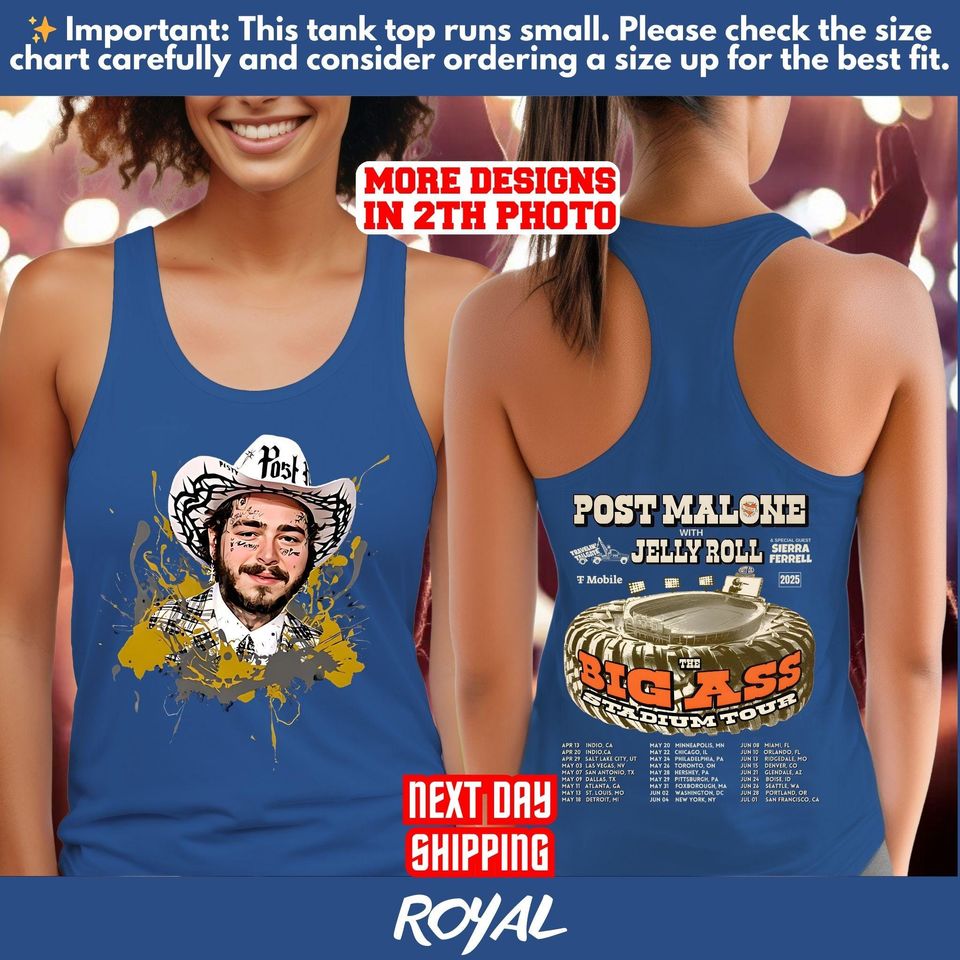 Vintage Post Malone Double Sided Tank Top - Posty 2025 Tour