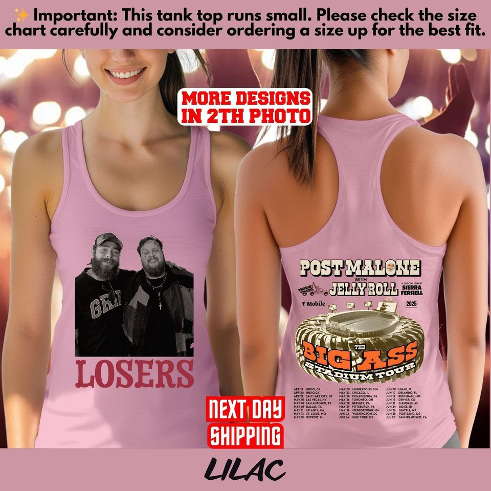 Vintage Post Malone Double Sided Tank Top - Tour Collection 2025