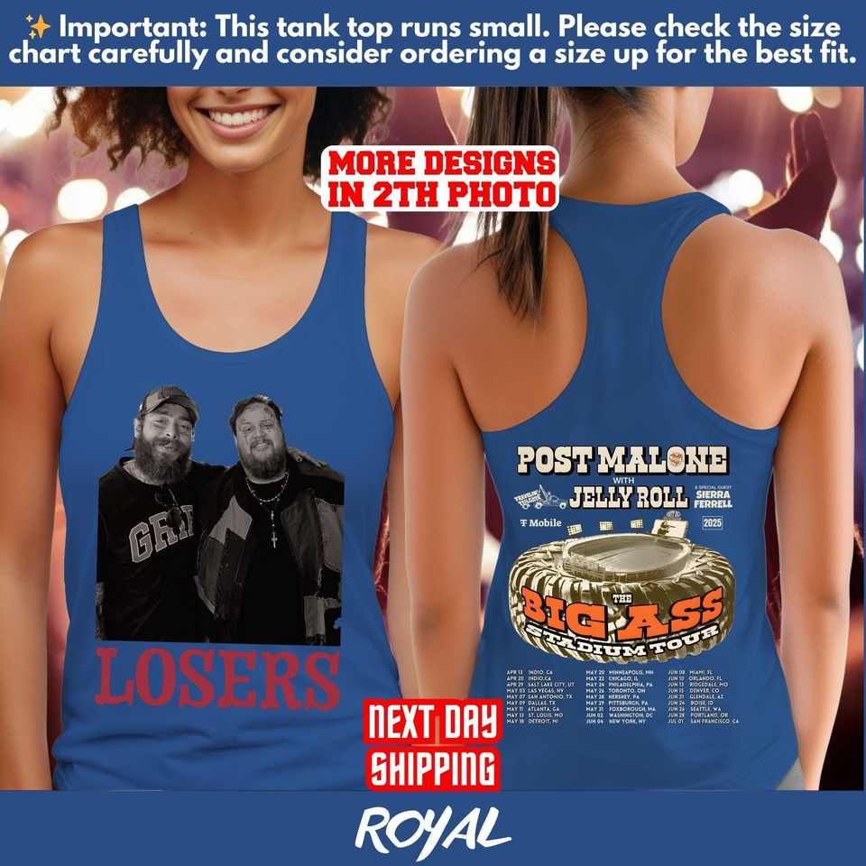 Vintage Post Malone Double Sided Tank Top - Tour Collection 2025